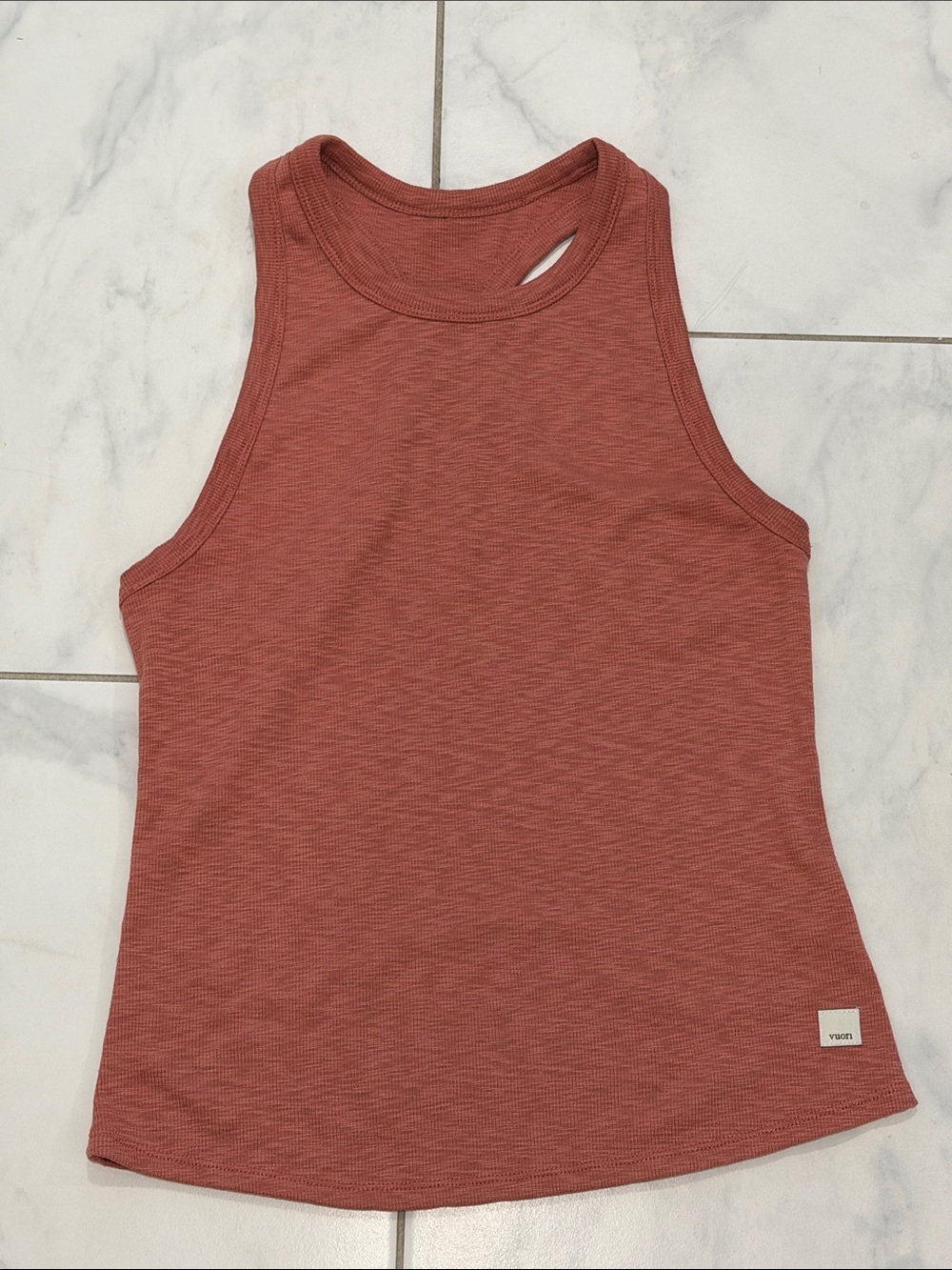 Vuori Ribbed Tank Top in Rust